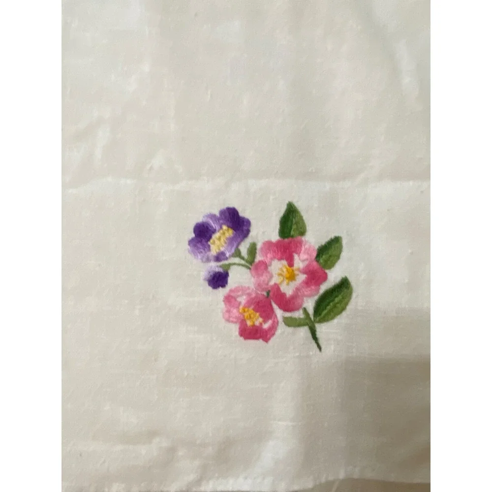Vintage Tablecloth  Embroidered Floral  Square  33